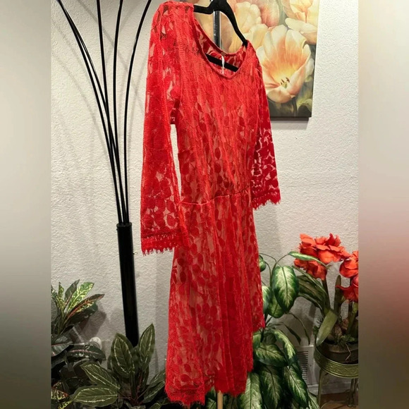 Free People Floral Mesh Lace Dress size 2 - Picture 6 of 16